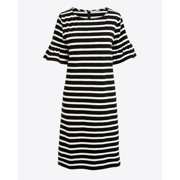 J. Crew Ruffle Bell Sleeve Striped Shift Knit Dress Women's Size XS Style H7043 - Picture 1 of 9